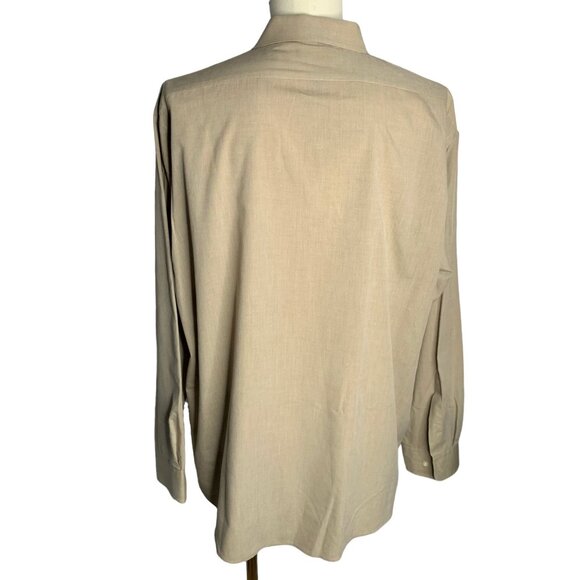Vintage 90s Arrow Dover Button Up Shirt 2XL Beige Long Sleeve Broadcloth Pocket - Picture 4 of 6